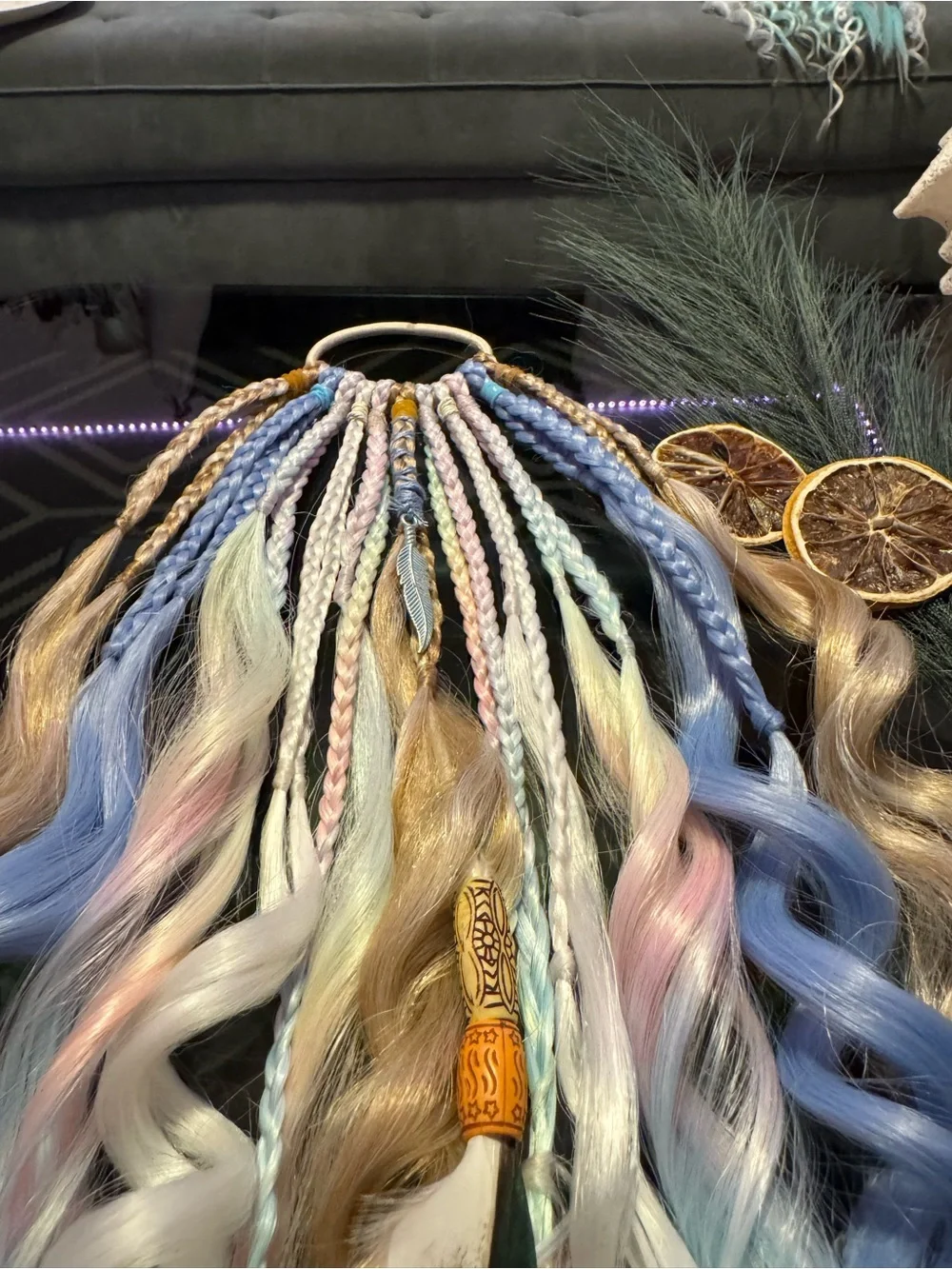 Premium Pastel Hair Extensions - Multi-Color Curly Accent Pieces